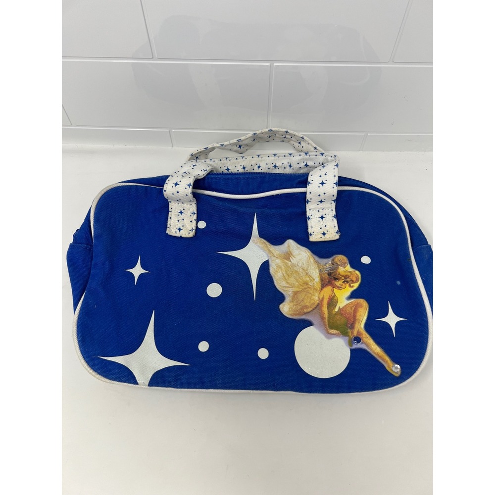 Disney Tinker Bell Blue Canvas Handbag Rhinestone Fairy Star Graphic Bag 2009